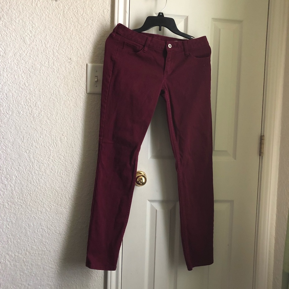 Red skinny jeans